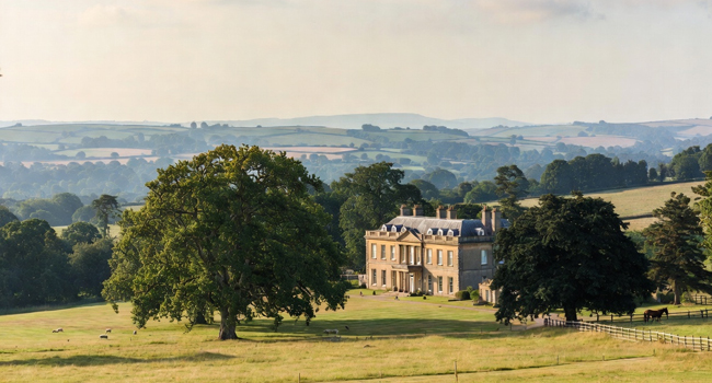 Sprachreisen-England in Landschaft England mit Landgut und Eiche mit LISA! Sprachreisen Sprachreisen-England in Landschaft England mit Landgut und Eiche